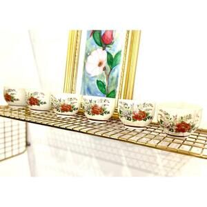 Vintage Japanese Kutani Sake Tea Cups Set of 6 – Hand Painted Floral Design